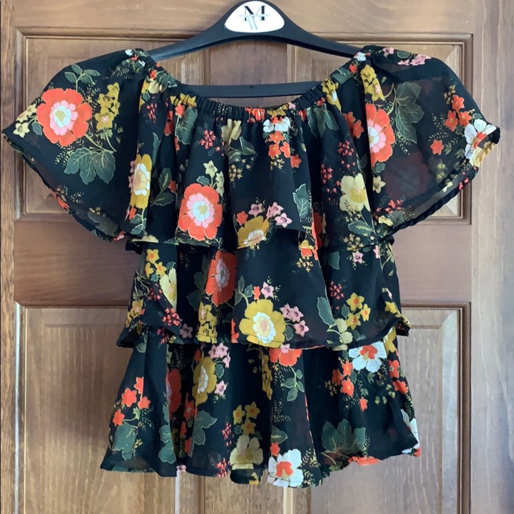 Off the shoulder, floral, tiered top